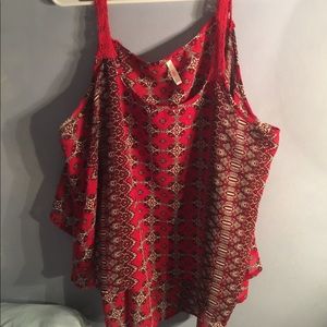 Red flowy blouse